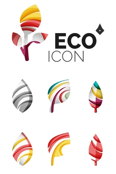 Set of abstract eco leaf icons, — Stock Vector