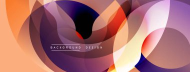 Soyut sıvı şekilleri örtüşür, canlı turuncu, mor, beyaz gradyanlar yaratır. Arkaplan ve sunumlar için modern tasarım ögesi.