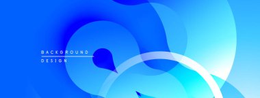 Soyut mavi arkaplan. Üst üste binen şekiller dinamik görsel efekt yaratır. Yumuşak eğimler, modern tasarım elementleri mevcut.