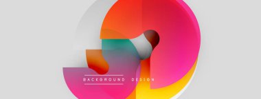 Soyut renkli şekiller örtüşür, dinamik görsel efekt yaratır. Modern tasarım elementleri yaratıcılık, yenilik ve enerji öneriyor.