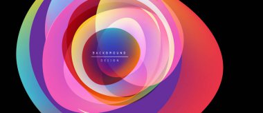 Soyut renkli girdaplar dinamik görsel efekt yaratır. Eşmerkezli şekiller harmanlanarak, canlı bir arka plan tasarımı oluşturur. Düzen eğimleri kompozisyona hakim.