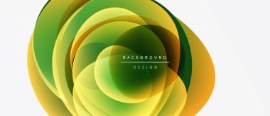 Soyut katmanlar canlı dairesel tasarım yaratır. Yeşil, sarı, turuncu renkler kusursuz bir şekilde harmanlanır. Dijital projeler için modern arkaplan ögesi.