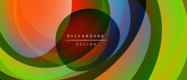 Soyut renkli çemberler dinamik görsel efektler yaratıyor. Arkaplanda canlı gradyanlar, modern tasarım elementleri var.