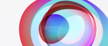 Soyut renkli katmanlar dairesel tasarım yaratır. Metin arka plan dizaynını merkezi kesişme içinde okur. Modern, canlı görsel element.