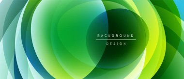 Soyut akış şekilleri dinamik yeşil ve mavi gradyan oluşturur. Modern tasarım hareket, enerji ve derinlik öneriyor. Metin arkaplan tasarımı okur.