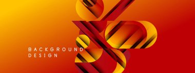 Soyut geometrik tasarım. Turuncu, sarı renkler dinamik şekiller yaratır. Sunumlar ve grafikler için modern arkaplan uygun.