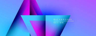 Soyut geometrik şekiller, canlı gradyanlar, mavi mor renkler modern arkaplan tasarımı yaratır. Minimalist estetik, temiz çizgiler görsel cazibe sunar.