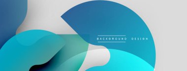 Soyut akışkan şekiller, mavi tonlar baskın. Modern tasarım elementleri dinamik bileşim yaratır. Minimalist estetik, temiz çizgiler mevcut.