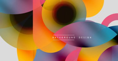 Soyut renkli çemberler örtüşüyor ve canlı modern bir arkaplan oluşturuyor. Gradyan renkler harmanlanır, dinamik görsel kompozisyon oluşturur.