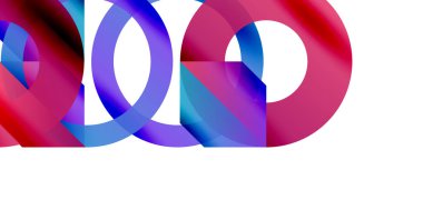 Soyut renkli daireler çakışıyor, dinamik görsel kompozisyon oluşturuyor. Beyaz arkaplan karşıtlık sağlar, şekilleri vurgular.