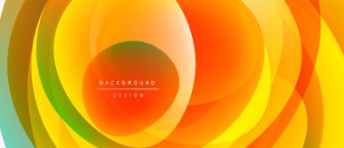 Soyut canlı katmanlar girdap oluşturur. Turuncu, sarı, yeşil renkler kusursuz bir şekilde harmanlanır. Arka planlar için modern tasarım ögesi.