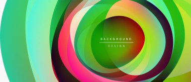 Soyut canlı katmanlar dairesel tasarım yaratır. Renkler harmanlanır, dinamik görsel deneyim oluşturur. Modern, şık arkaplan ögesi.