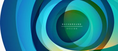 Soyut eşmerkezli çemberler, mavi tonlar baskın. Gradyan renkler derinlik yaratır, modern tasarım ögesi. Düz geçişler, görsel uyum..