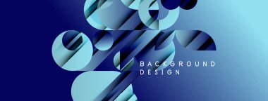 Soyut mavi tasarım geometrik şekiller, gradyanlar, çizgiler içerir. Dijital projeler ve sunumlar için modern arkaplan uygun.