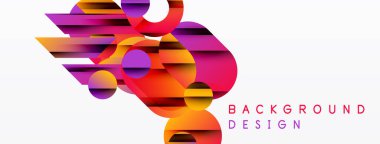Soyut geometrik şekiller, canlı renkler, dinamik bileşim. Modern tasarım ögeleri görsel olarak çarpıcı bir arkaplan oluşturur.