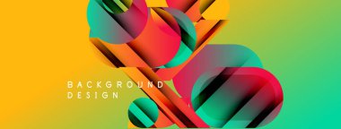 Soyut renkli şekiller dinamik arkaplan oluşturur. Kademeli geçişler sarı, yeşil ve kırmızı renkleri harmanlıyor. Modern tasarım ögesi.