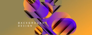 Soyut geometrik şekiller örtüşür, dinamik görsel efekt yaratır. Sıcak renkler baskın, mor aksanlı. Modern tasarım ögesi.