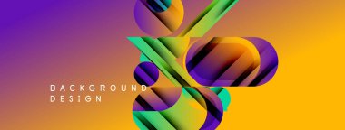 Soyut canlı tasarım özellikleri üst üste binen geometrik şekiller, değişken renkler. Dijital projeler için modern arkaplan.