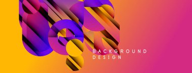 Soyut geometrik şekiller canlı renkleri harmanlarlar. Gradyan geçişler dinamik görsel efekt yaratır. Modern tasarım arka planlar için uygun.