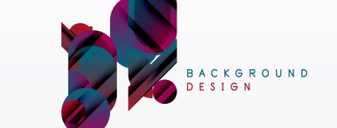 Soyut geometrik şekiller, canlı renkler, modern tasarım. Arkaplan özellikleri üst üste binen elementler, dinamik görsel efekt yaratır.