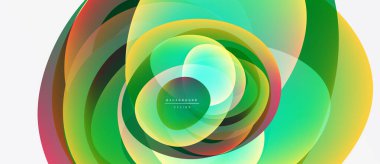 Abstract colorful layers create circular design. Gradient hues blend, forming dynamic visual effect. Modern background element.