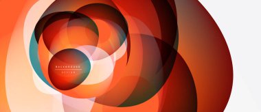 Soyut dairesel tasarım. Sıcak turuncu, kırmızı renk karışımı. Modern, dinamik kompozisyon görsel ilgi yaratır. Yumuşak eğimler, akışkan şekiller.