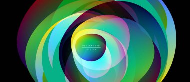 Soyut renkli katmanlar dinamik dairesel tasarım yaratır. Canlı gradyanlar harmanlanarak modern arkaplan oluşturur. Pürüzsüz geçişler hareketi, derinliği akla getiriyor.