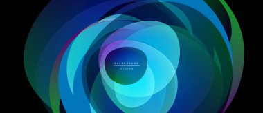 Soyut katmanlar dinamik görsel efekt yaratır. Mavi, yeşil renkler kompozisyona hakim. Modern tasarım uygun arka planlar, sunumlar.