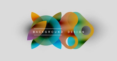 Soyut vektör çizimi. Üst üste binen renkli şekiller dinamik bir arkaplan yaratır. Metin arka plan tasarımı okur. Modern grafik ögesi.