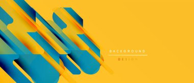 Soyut geometrik tasarım. Parlak renkler örtüşür, dinamik görsel efekt yaratır. Sarı arkaplan karşıtlık sağlar. Modern biçim.