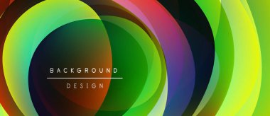 Soyut renkli çemberler çakışıyor. Metin arka plan tasarımı okur. Modern grafik ögesi, canlı renkler, basit kompozisyon.