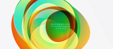 Soyut renkli katmanlar dinamik dairesel tasarım yaratır. Canlı gradyanlar harmanlanarak modern arkaplan ögesini oluşturur. Pürüzsüz şekiller hareketi işaret eder.