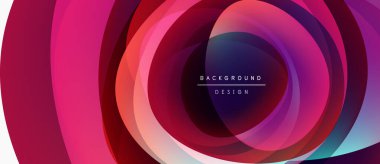 Soyut renkli katmanlar dinamik dairesel tasarım yaratır. Gradyan renkler harmanlanarak modern görsel efekt oluşturur. Minimalist metin mevcut.