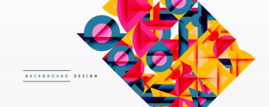 Soyut geometrik şekiller, canlı renkler, dinamik bileşim. Modern tasarım elementleri cesur görsel etki yaratır.