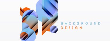 Soyut geometrik şekiller örtüşür, dinamik görsel efekt yaratır. Mavi, turuncu renkler nötr arka plana hakim. Modern tasarım ögesi.