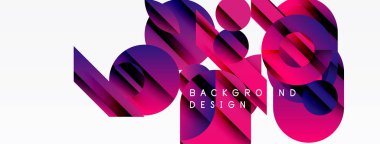 Soyut geometrik şekiller örtüşüyor, canlı pembe, mor renkler yaratıyor. Arkaplan ve sunumlar için uygun modern tasarım.