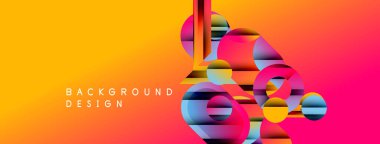 Soyut, enerjik bir arkaplan. Geometrik şekiller örtüşür, dinamik renkli kompozisyon oluşturur. Gradyan geçişler tasarıma hakim..