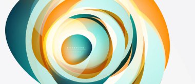 Soyut dairesel katmanlar, turuncu, deniz mavisi renkleri. Modern tasarım elementleri, pürüzsüz eğimler, dinamik bileşimler. Minimalist arkaplan dokusu.