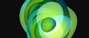 Soyut yeşil katmanlar dinamik dairesel tasarım yaratır. Parlak eğimler enerjiyi, hareketi, modern estetiği akla getiriyor. Mevcut en küçük metin.