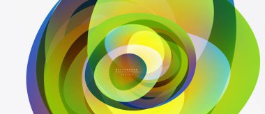 Soyut renkli katmanlar dinamik dairesel tasarım yaratır. Canlı gradyanlar harmanlanarak modern görsel deneyimi oluşturur. Yumuşak kıvrımlar hareketi, enerjiyi gösterir.