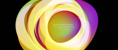 Soyut renkli katmanlar dairesel tasarım oluşturur. Canlı gradyanlar dinamik görsel efekt yaratır. Çeşitli projeler için modern arkaplan.