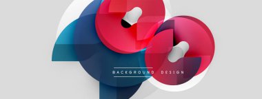Soyut geometrik şekiller örtüşüyor, canlı renk eğimleri yaratıyor. Modern tasarım öğeleri yenilik, teknoloji, dinamizm öneriyor.