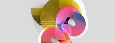 Soyut şekiller örtüşüyor, canlı renk değişimleri yaratıyor. Modern tasarım elementleri dinamik bileşimi, pürüzsüz geçişleri önerir.