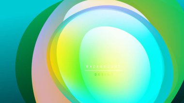 Soyut katmanlar canlı dairesel tasarım yaratır. Renkler harmanlanır, yumuşak gradyanlar oluşur, karanlık zemine karşı. Modern, akışkan estetik.