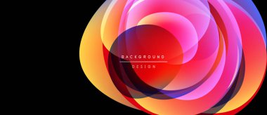 Soyut renkli çemberler örtüşüyor ve canlı bir görsel etki yaratıyor. Tasarım eğimleri, pürüzsüz geçişleri, modern estetiği içerir..