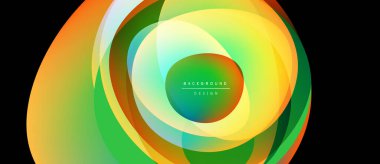 Soyut katmanlar canlı dairesel tasarım yaratır. Renkler harmanlanır, dinamik görsel deneyim oluşturur. Modern, akıcı kompozisyon.