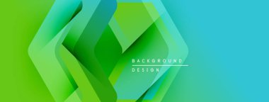 Soyut geometrik şekiller çakışıyor. Canlı yeşil, turkuaz renkler modern arka plan tasarımı yaratır. Minimalist tarz, temiz çizgiler dinamik bileşim sunar.
