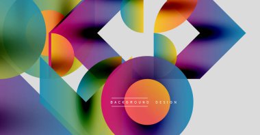 Abstract vibrant shapes overlap. Colors blend, creating dynamic visual effect. Modern design elements present smooth gradients.