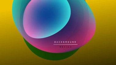 Soyut renkli şekiller örtüşüyor ve canlı bir görsel etki yaratıyor. Gradyan renkler düzgün bir şekilde harmanlanarak modern tasarım elementini oluşturur.