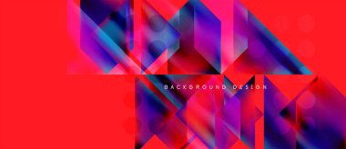 Soyut geometrik tasarım. Canlı renkler harmanlanır, dinamik görsel doku oluşturur. Kırmızı baskın, mor aksanlar mevcut. Modern estetik.